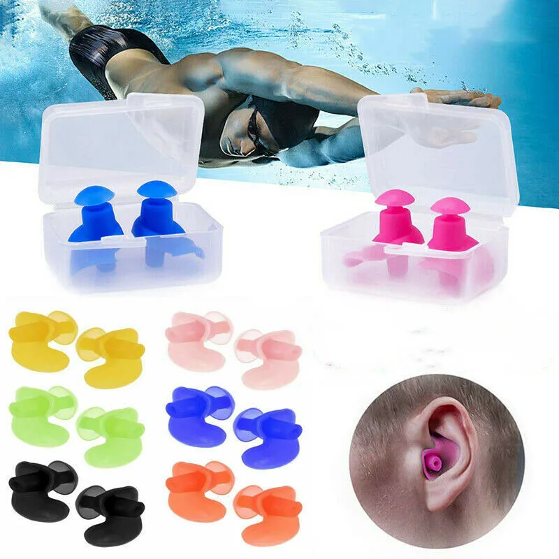 Earplugs Water Sports Swimming Accessories Silicone Soft Portable Dust-Proof Ear Plugs With Box Diving Water Waterproof Ear Plug