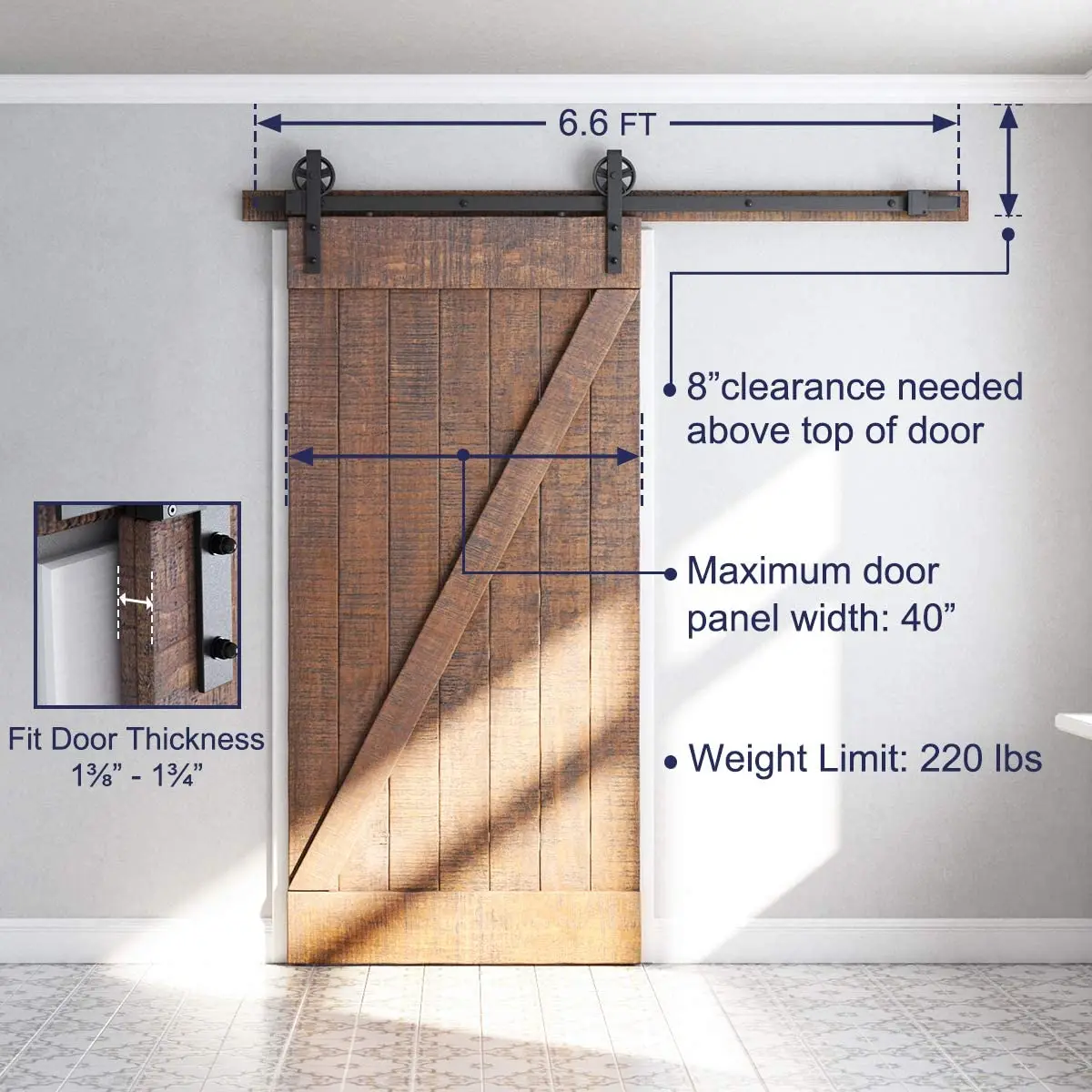 Sliding Barn Door Hardware kit Rail Industrial Barn Wood Door Interior Closet Door Kitchen Door Track Kit Track System Hardware