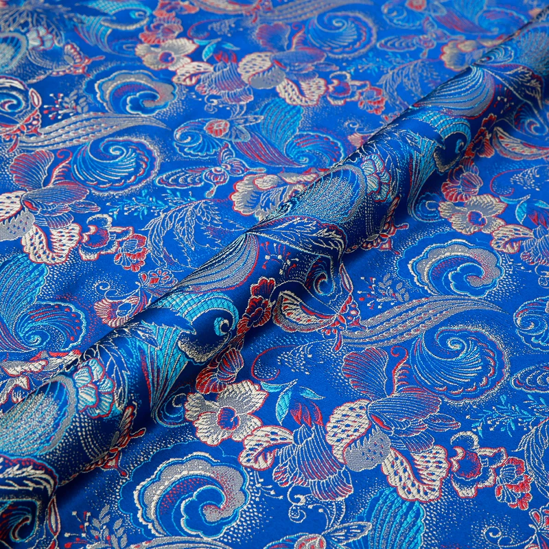 Satin-fabric brocade jacquard fabrics material for sewing cheongsam and kimono nylon fabric