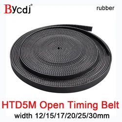 BYCDJ Arc Tooth HTD 5M Open Synchronous belt Width 12/15/17/20/25/30mm Rubber fiberglass Neoprene HTD5M Open Belt pulley CNC