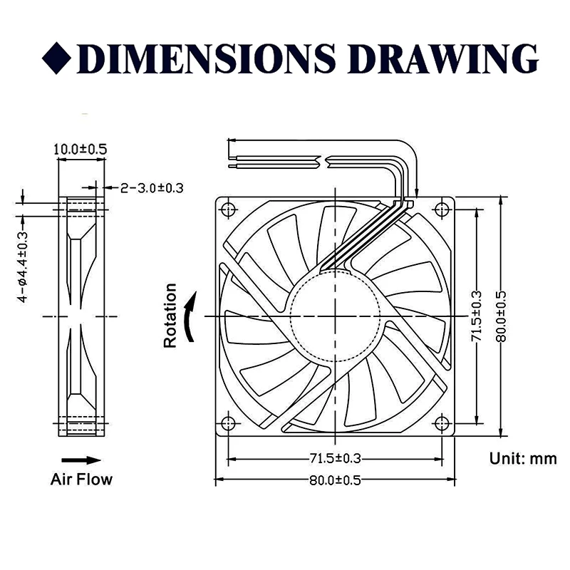 2 Pieces 80mm 5V USB Fan 80cm 80x80x10mm 5V 12V 24V Cooling Cooler Fan Dual Ball Bearing&Sleeve Bearing 8010 Computer Case Fan