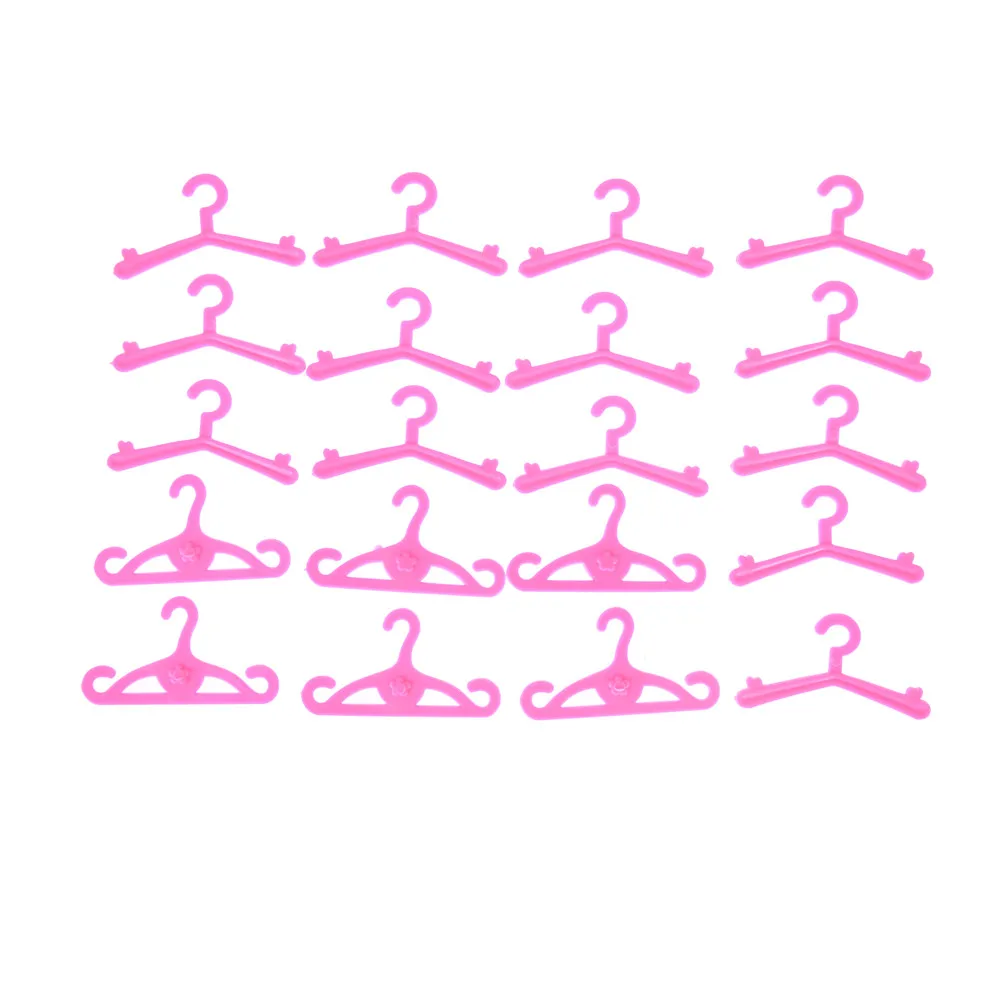 10/12/20PCS Play House Girls' Gift Pink Color Hangers Accessories For Barbie Doll Clothes Dress Outfit Skirt Shoes Pretend Toy