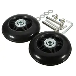 Set of 2 Luggage Suitcase Wheels Wear-Resistant Swivel Caster Black Wheels Bearings Repair Kits Rubber Flexible Universal Wheel