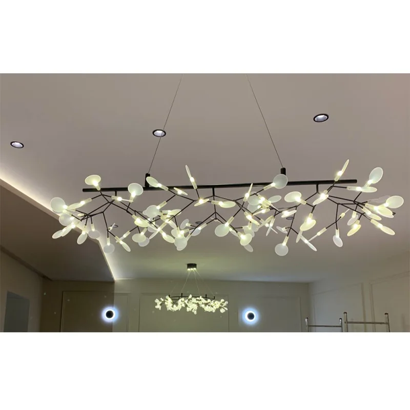 Long Length 100cm 150cm Modern Heracleum Tree Leaf Pendant Light LED Lamp Suspension Lamps Living Room Art Bar Iron Restaurant