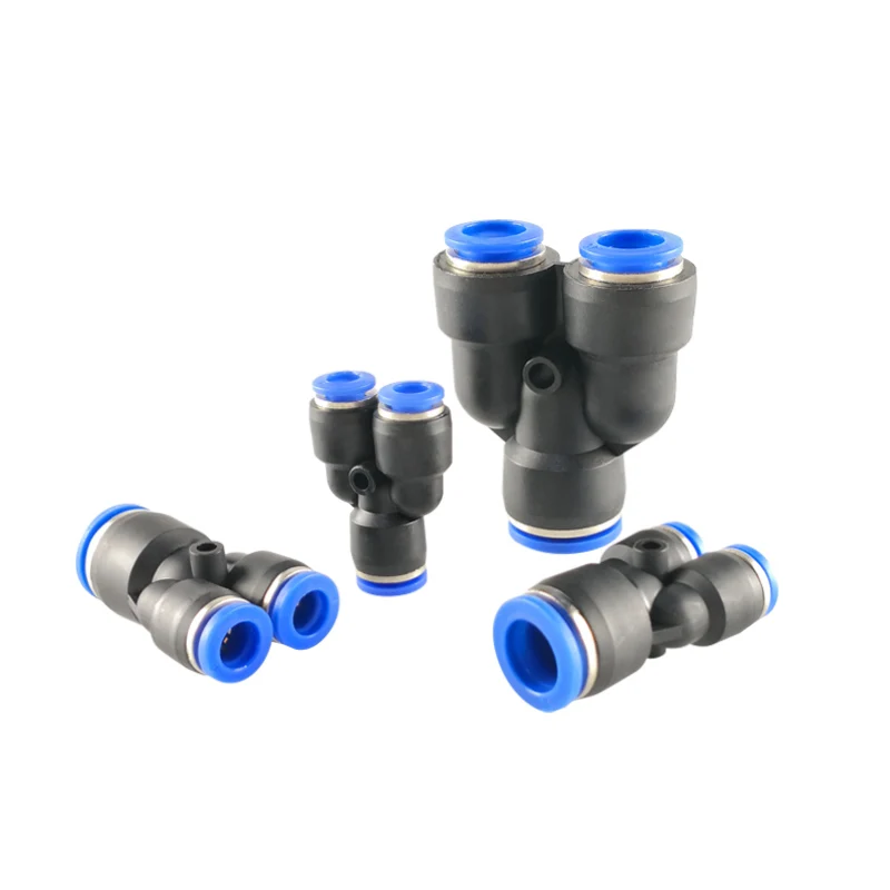 100pcs 50 개/갑 많은 PY 공압 피팅 공기 피팅 Y 유형 3 방향 4mm 6mm 8mm 10mm 12mm 튜브 퀵 푸시 인 커넥터