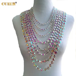 CUIER Sparkly Crystal AB Glass Stone Superposition Large Necklace Jewelry for Drag queen Oversize Accessories for Stage Show