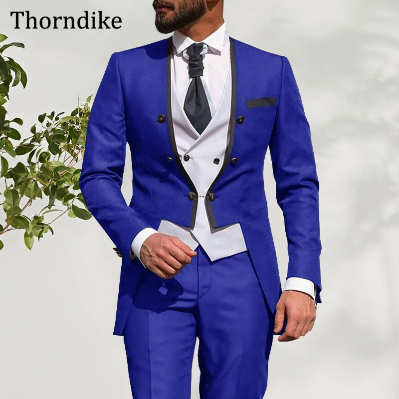 Thorndike Purple Suit Men For Wedding,Custom Made V-Neck Buttons Slim Fit Jacket With Pants,Elegnt Groom Party Prom Tuxedos 2021