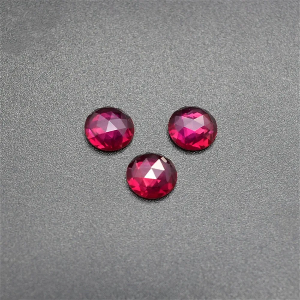 

Ruby Round Cabochon Blood-red Ruby Gem Faceted Surface Flat Back 8mm C21R