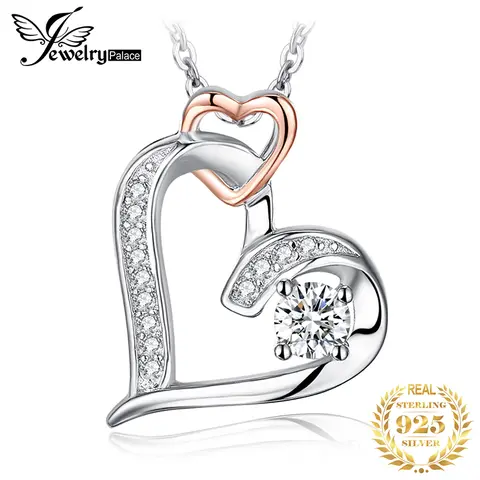 Heart Silver Pendant Necklace for Women JewelryPalace
