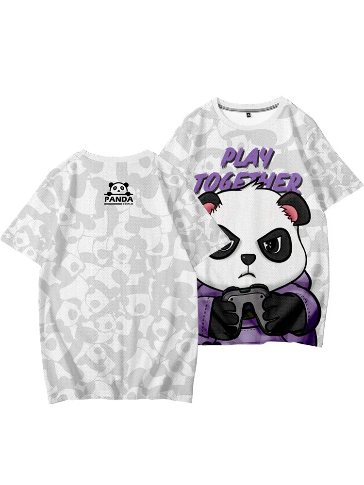 New Men's Fashion Brand Couples Red Panda Crewneck Printed Loose Short Sleeve Jacket Five Sleeve T-shirt Butterfly Cloth