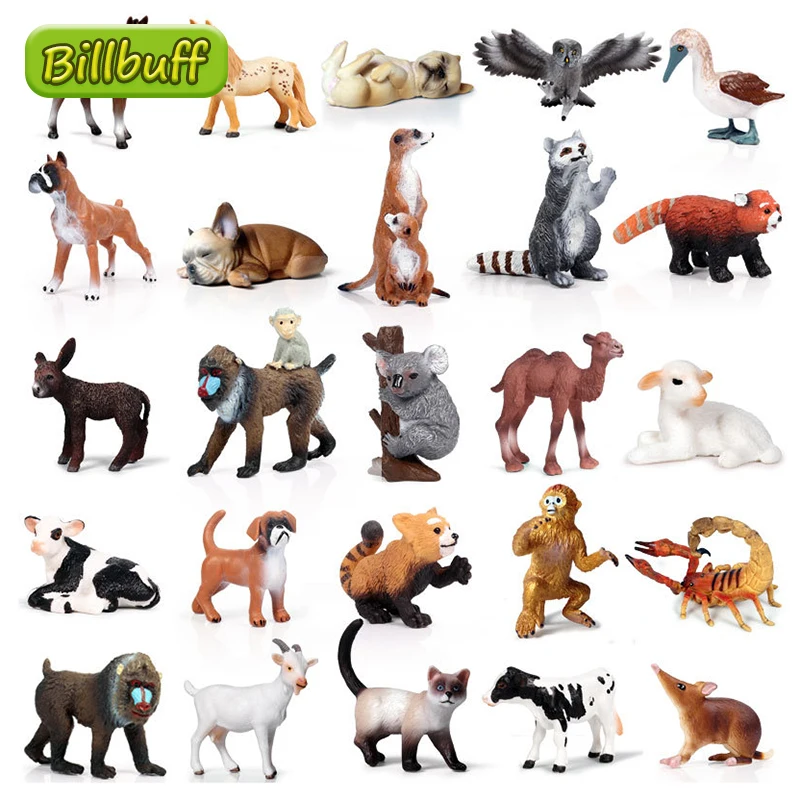 2020 Мини Моделирование Дикие животные из зооппарка африканский носорог Бегемот фигурки Модель енота обучения Материал игрушки для детей