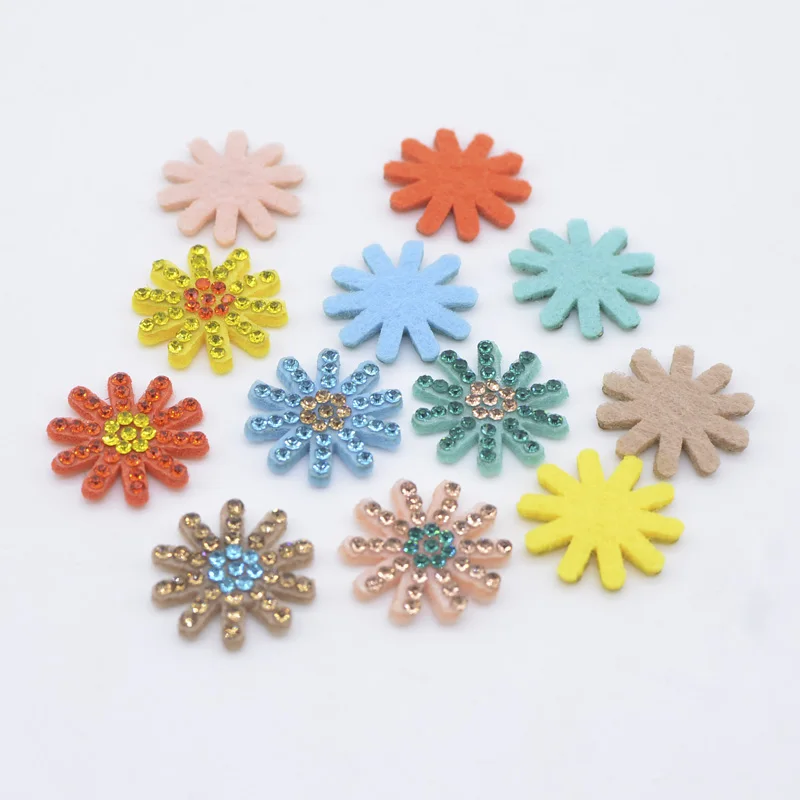 20Pcs/lots Sew-On Flower Patch Rhinestone Padded Patches for Clothing Dress DIY Crafts Patches Beaded Applique Sweater Accessory