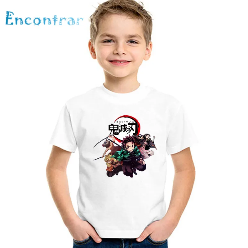 Chłopcy/dziewczęta Demon Slayer Kawaii nadruk kreskówkowy T shirt dla dzieci śmieszne ubrania dla dzieci letnia koszulka z krótkim rękawem dla dzieci, oHKP5392