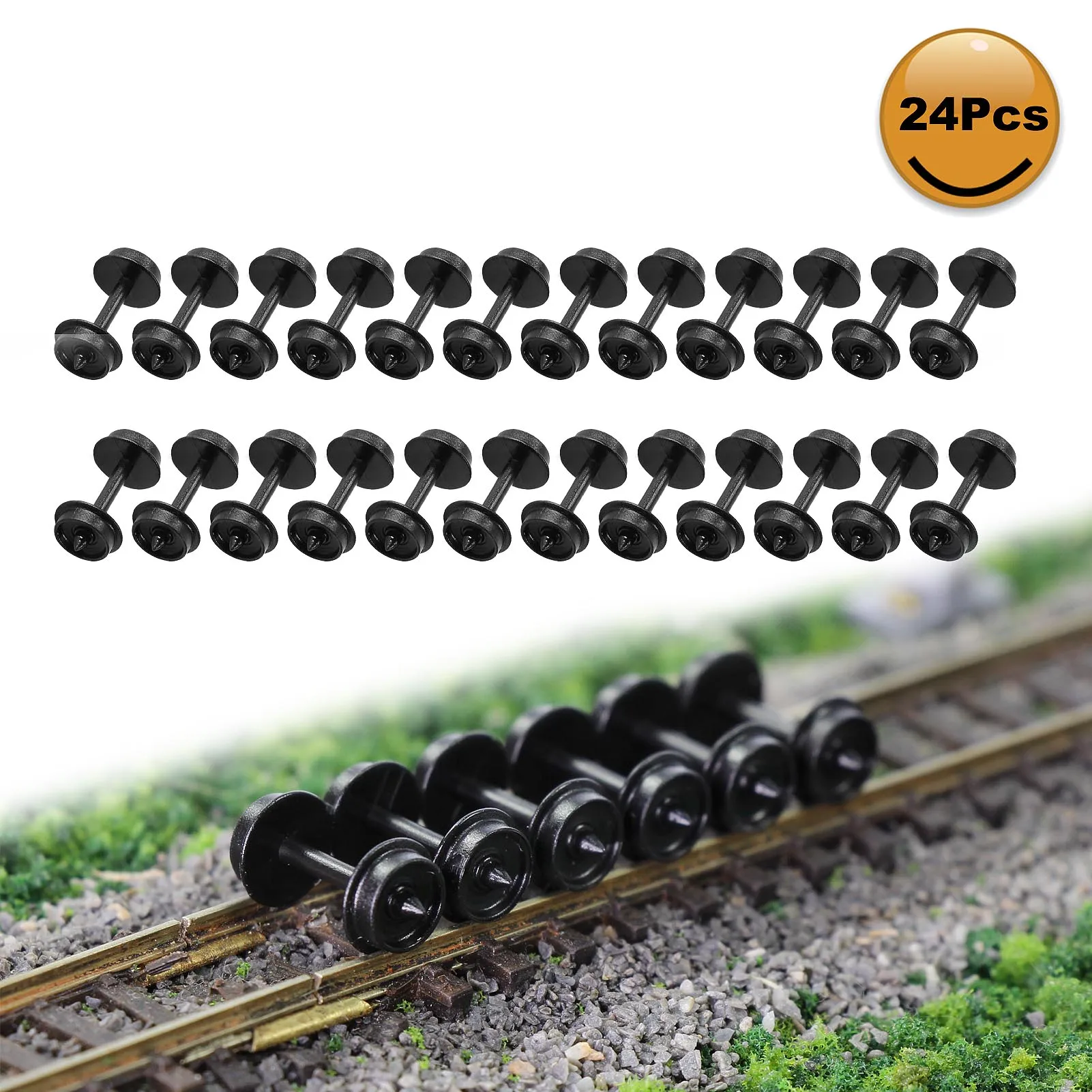 

24pcs 33" Plastic Wheels for Model Trains 1:160 N Scale POM Wheelset HP28N