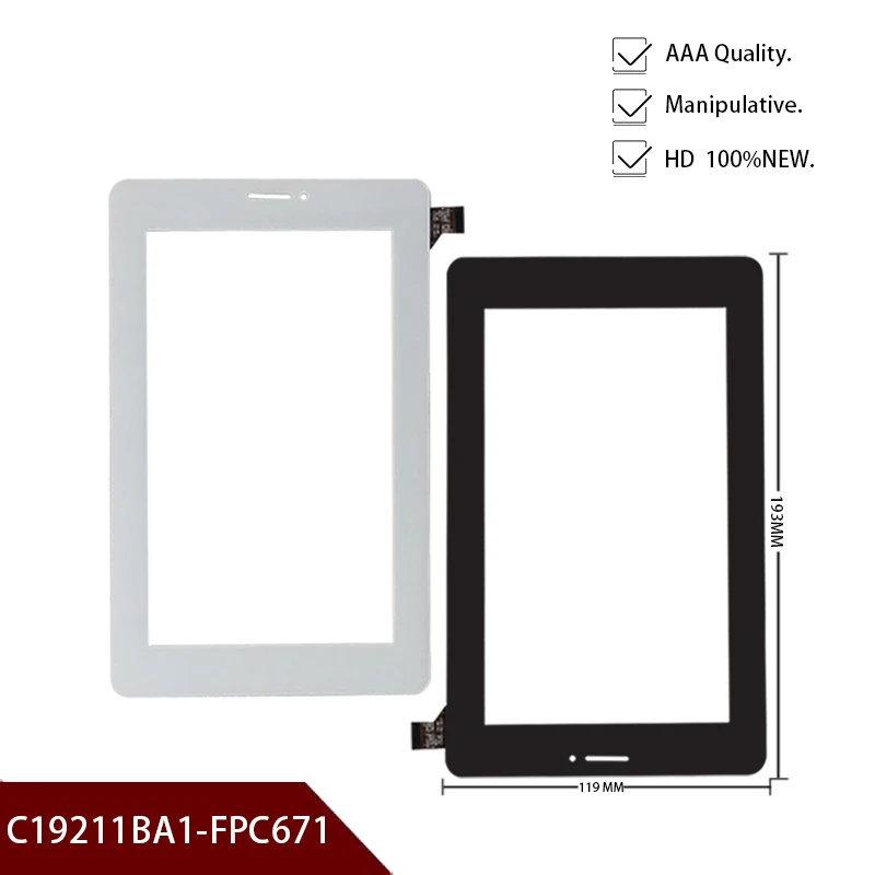 Sensor de vidro de substituição do painel do digitador da tela de toque da tabuleta C19211BA1-FPC671 de 7 polegadas
