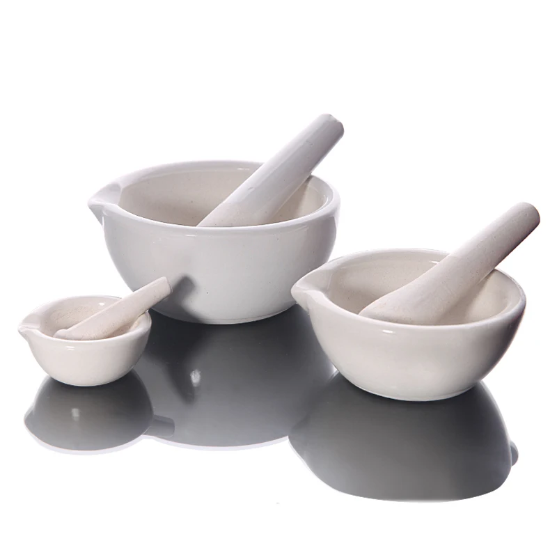 2pcs/lot Lab Ceramic Mortar Laboratory Pestle WIith Mortar Pestle White Mixing Grinding Bowl Set