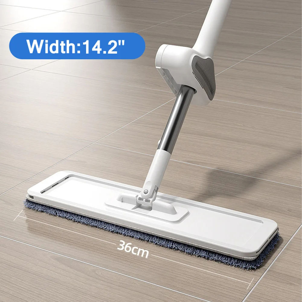 GOALONE 14 Inch Hands-Free Flat Mop with 6 Microfiber Mop Heads Microfiber Mop Floor Cleaner  Stainless Steel Handle Wet Dry Use