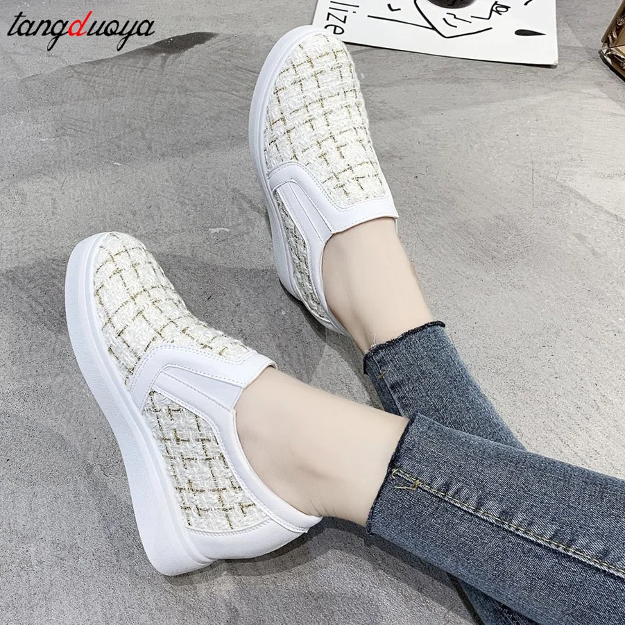 white Sneakers Women Femme Women\'s Shoes New Vulcanize Sneakers Shoes Girl Thick Bottom Loafers Slip On Female Women Shoes 2024