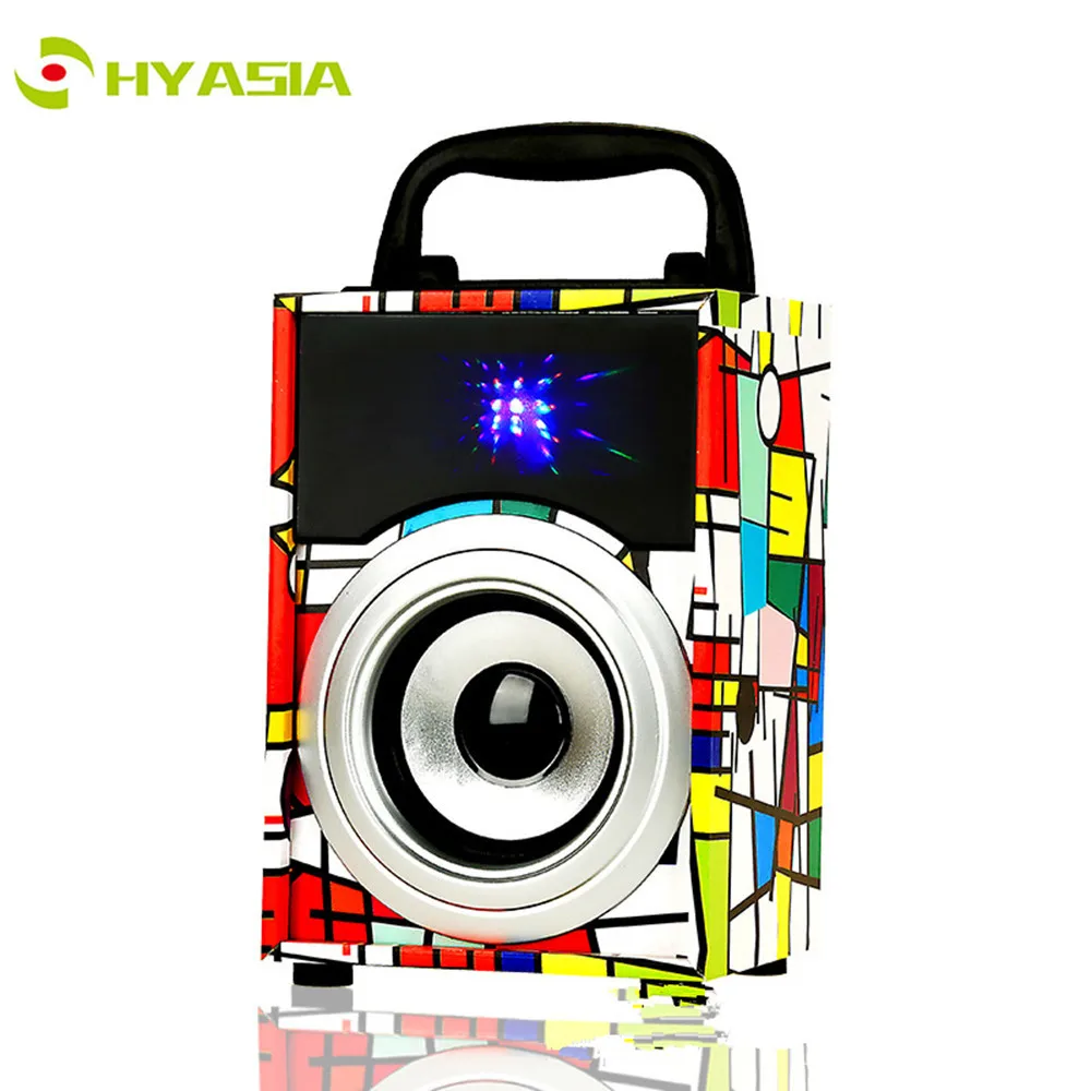 HYASIA Wireless Bluetooth Speaker Wooden Fm Radio Outdoor Speaker Audio Support Tf Usb LED Music Speakers Personalized wild soun