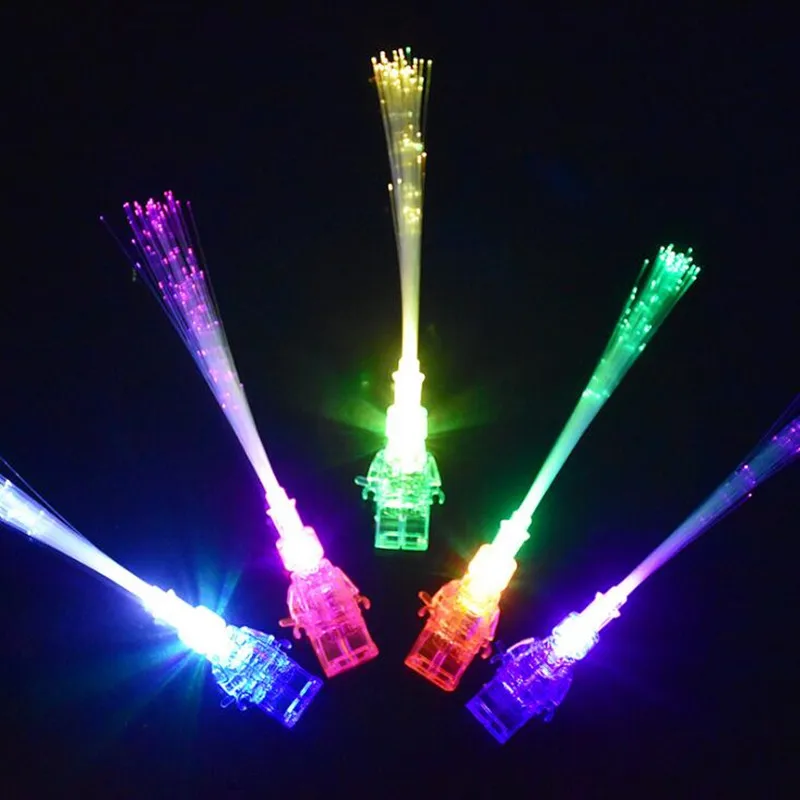 

60pcs LED Glow Optical Fiber Finger Light Ring Beam Torch Children Adults Concert Cheer Props Glow Party Wedding Festival