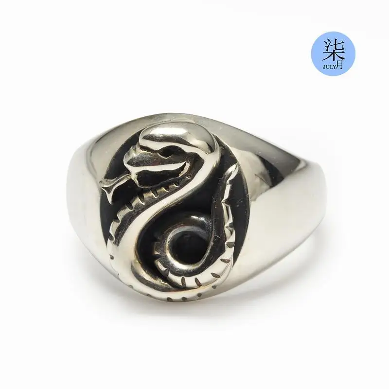 Moon Malfoy Family Badge Snake Academy 925 Silver Ring Pure Lineage Oval Retro Glossy Replica Film