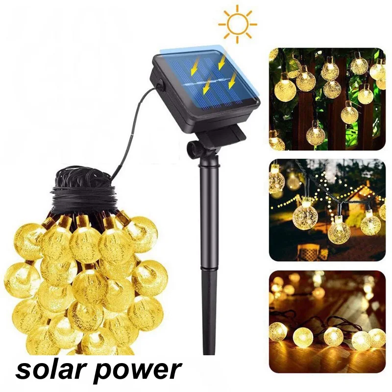 New year Solar Lamp LED Outdoor 5m 7m 17m LED String Lights Fairy Holiday Christmas Party Garlands Solar Garden Waterproof 1set