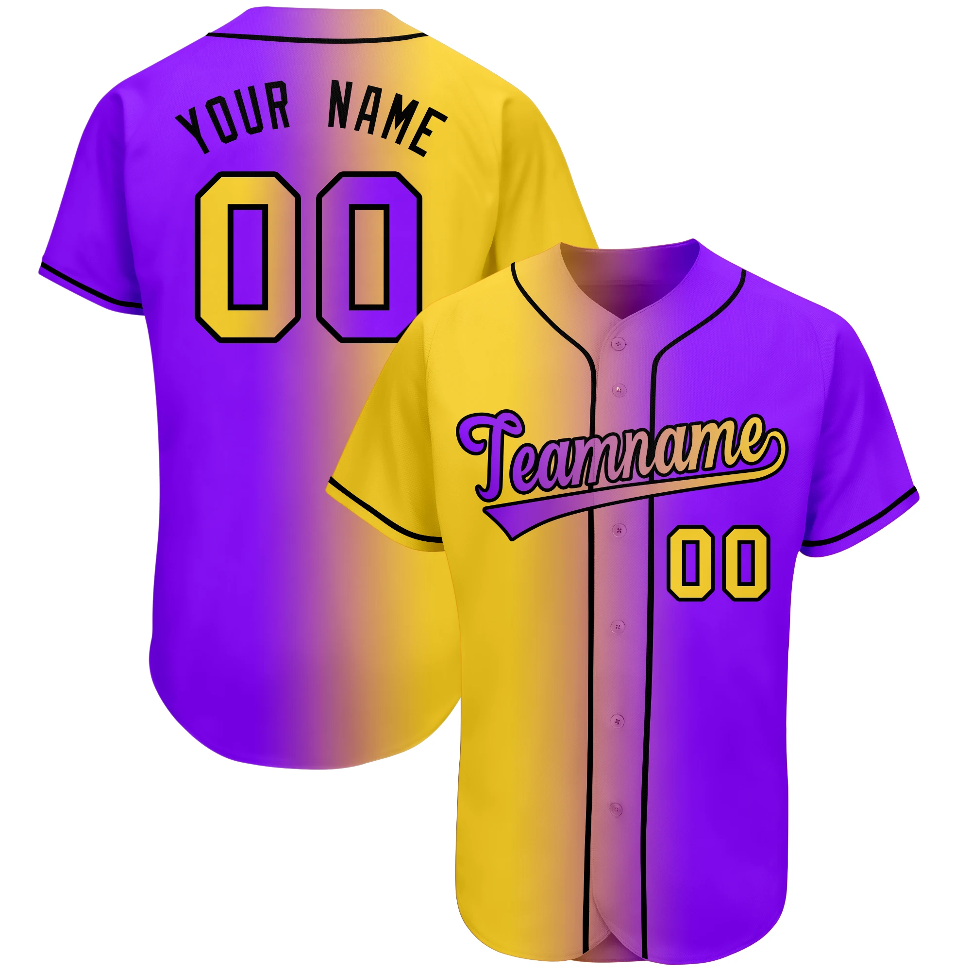 

Personalized Baseball Jersey Gradient Custom Sew Team/Your Name/Number Logo Breathable Player's Casual Shirts for Adults/Kids
