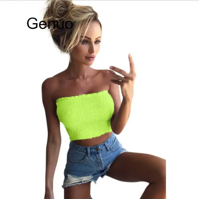 

Summer Tops Women Strapless Elastic Boob Bandeau Tube Tops Lingerie Breast Wrap Camisole Crop Top Female Roupas Feminina