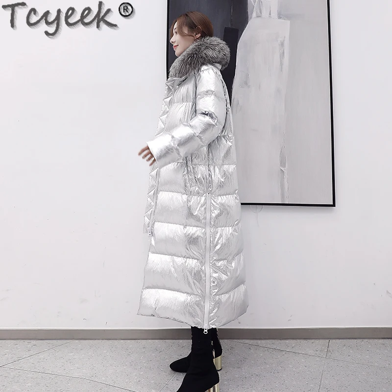 Long Women's Winter Down Jacket 90% White Duck Down Coat Female Thick Hooded Parkas Fox Fur Collar 2021 Abrigo Mujer 4743