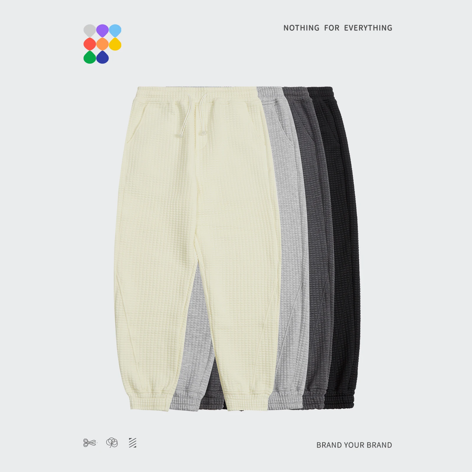 อัตราเงินเฟ้อฤดูหนาวหนาสบายๆกางเกงคู่แฟชั่นวาฟเฟิลถักกางเกงผู้ชายธรรมดา Joggers กางเกงกางเกงผู้หญิง