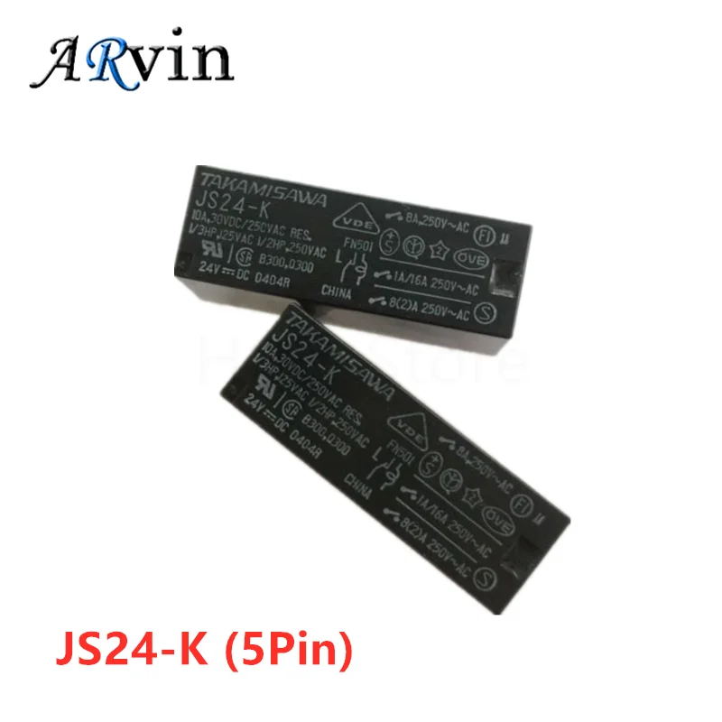 5PCS/Lot 100%Original New TAKAMISAWA JS5-K 5VDC JS12-K 12VDC JS24N-K 24VDC DIP-5 8A Power Relay