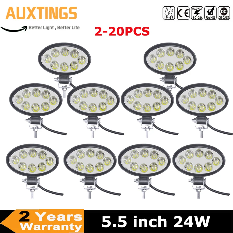 

2-20PCS 24W 5.5in Led Work Light lamp Spot Beam Driving fog Headlights SUV Tractor Offroad Boat Car 4x4 ATV truck