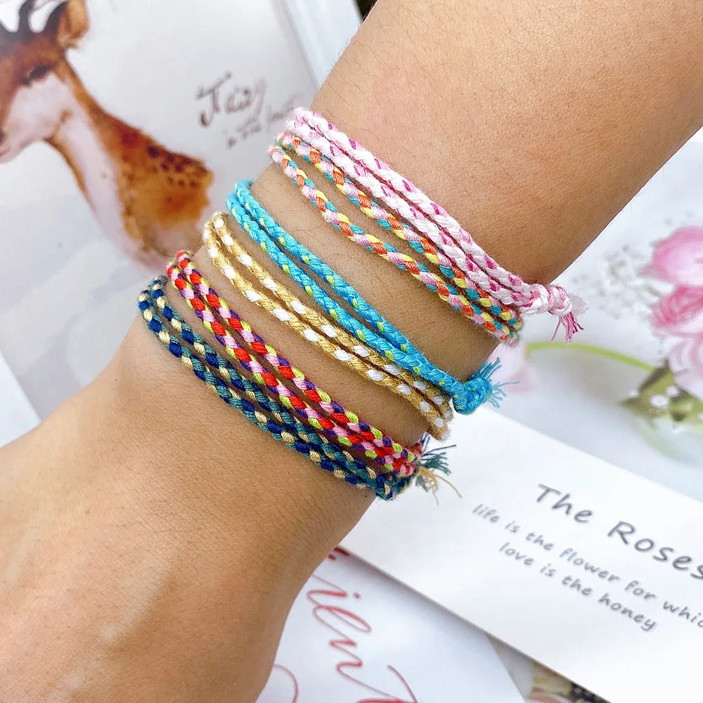 Meetvii Lucky Tibetan String Bracelets & Bangles for Women Men Handmade Tassel Knots Thread Rope Bracelet Ethnic Jewelry