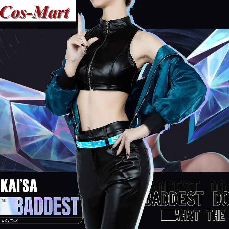 Cos-Mart Game LOL Kaisa Cosplay Costume K/DA Girl Group BADDEST Fashion Uniforms Activity Party Role Play Clothing Custom-Make