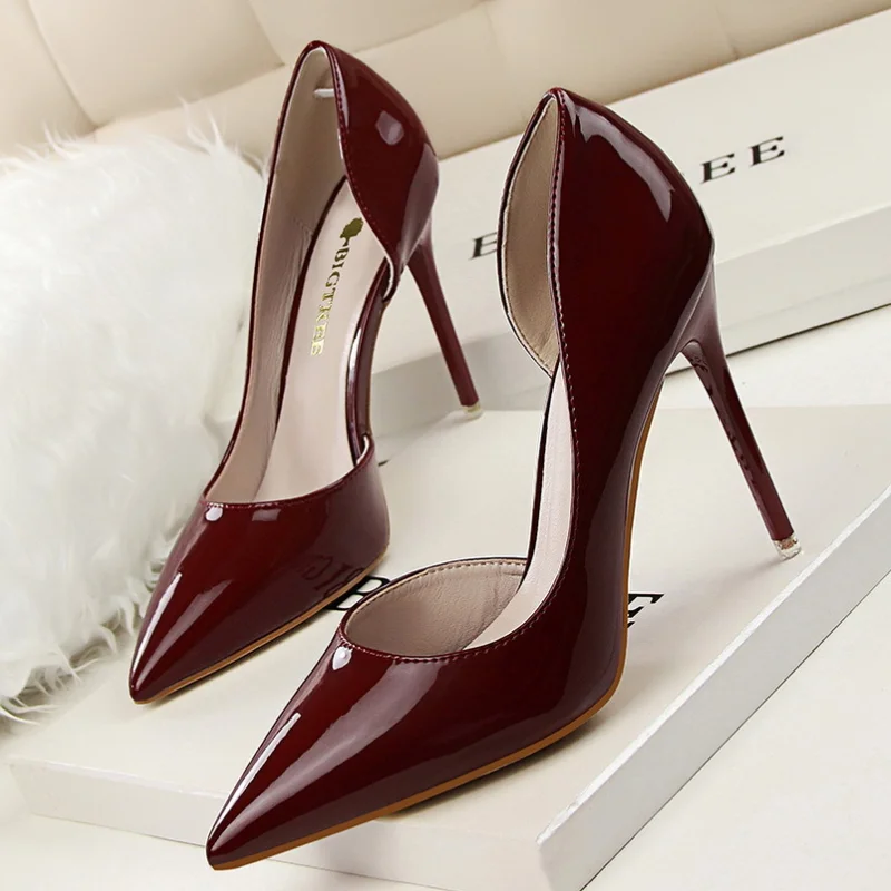 Candy Farbe Dünne High Heels Pumps Schuhe Frau Seite Leere Stilettos Frauen Heels Schuhe Party Büro Hochzeit Schuhe für Dame WSH4117