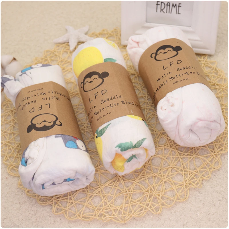 100% Cotton  muslin baby blanket swaddle wrap for newborn blankets babies bath towel very soft Multi-use big diaper bedding