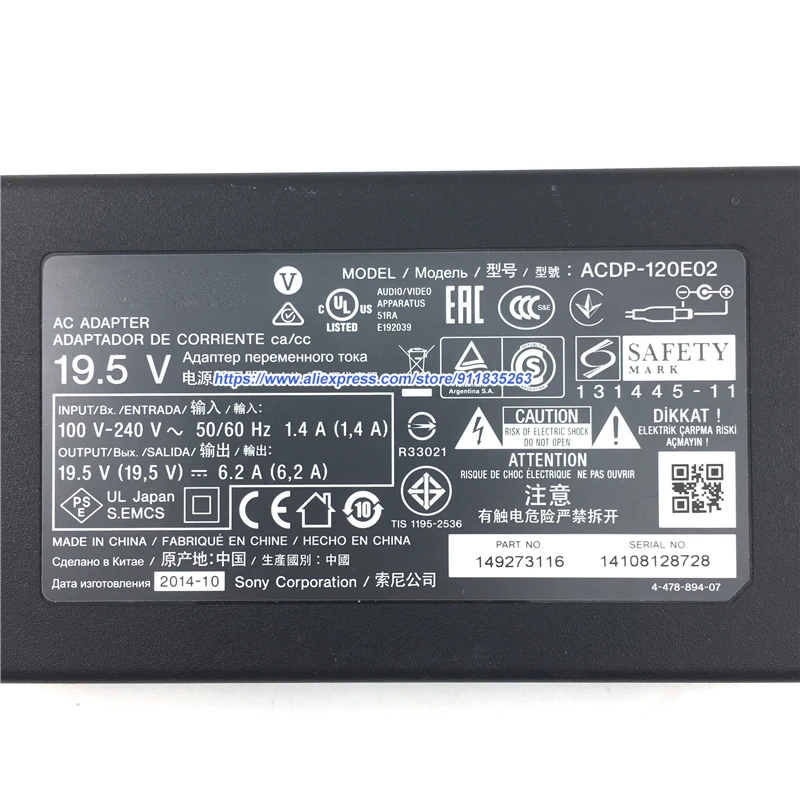 Imagem -03 - Genuíno para Sony Acdp120n01 6.2a Acdp-120e01 Adaptador ac 121w 19.5v Led Monitor Kdl50w685 Kdl-55w950a Kdl-55w900a Kdl-55w800a