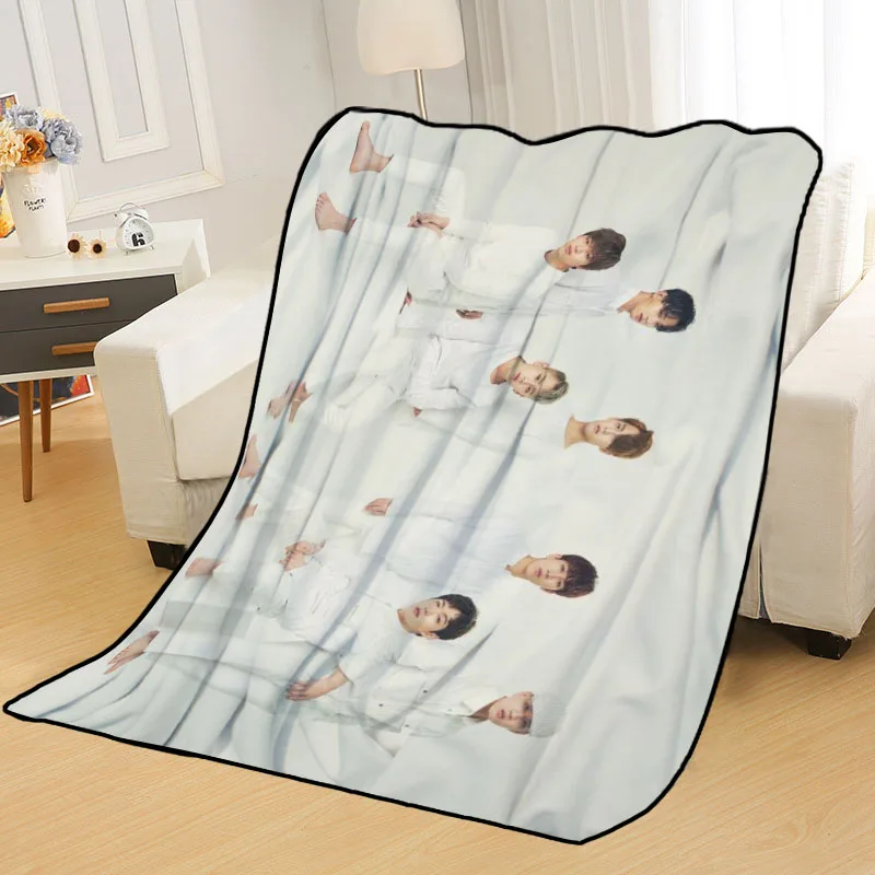 Coperte BTOB personalizzate Stampa Coperta morbida da lancio su casa/divano/biancheria da letto Coperta da viaggio per adulti portatile di grandi dimensioni 145X200 cm