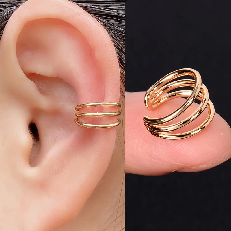 1pc Punk Cool Cuff Wrap Clip On Earrings Women Girls Climber Ear Cartilage Bone Stackable Clips Fake Earing Non Piercing Cuffs