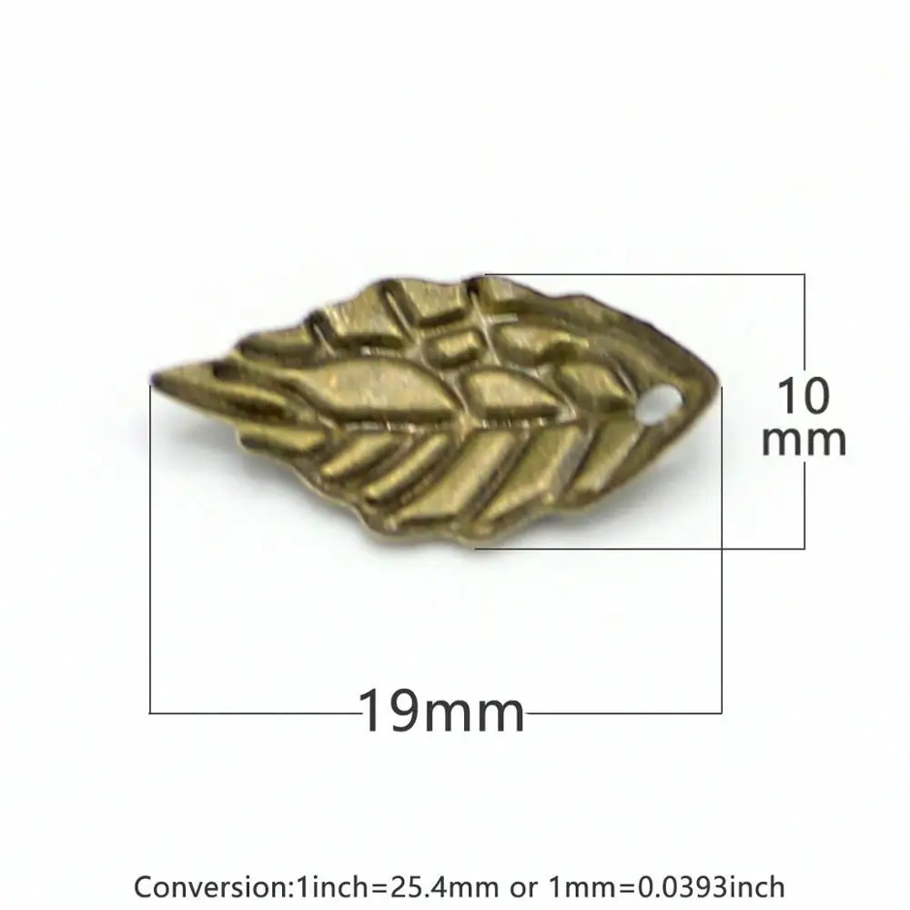 100 stück/Lot Gold/Metall Charme Stanzen Blatt Ohrring Charms Anhänger DIY Schwimm Charme für Schmuck Machen 10*19mm