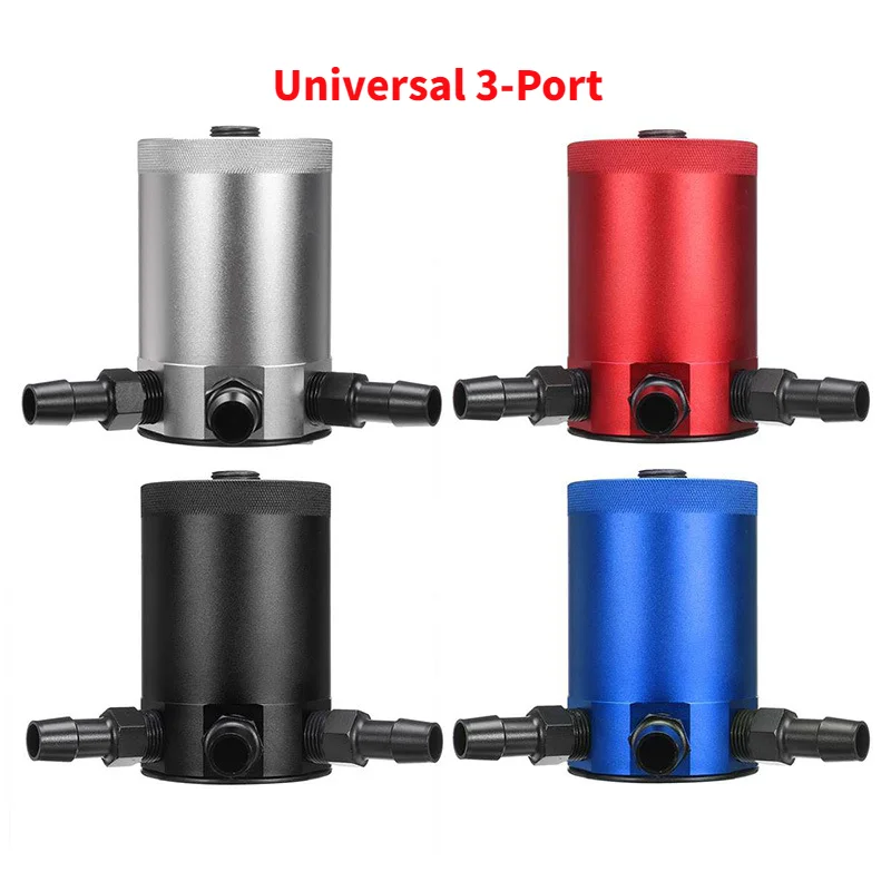 

Universal 3-Port Oil Catch Tank Can Tank Reservoir Exhaust Gas Filter Pot Fuel Tanks