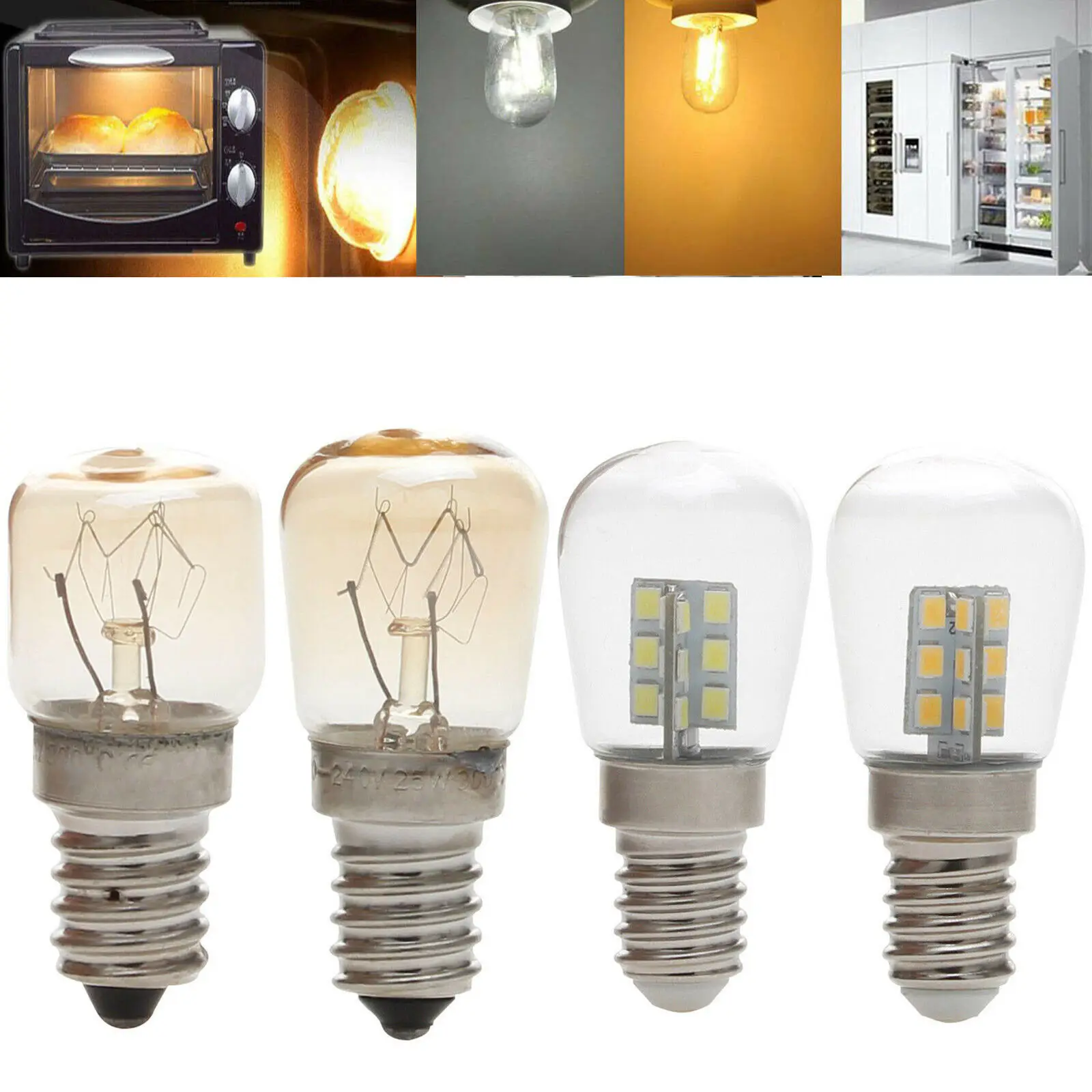 E12 24SMD 2W Light Fridge Bulbs  E14 15W 25W 220V  LED Oven Light Retro Vintage Edison High Temperature Lamps RM tungsten light