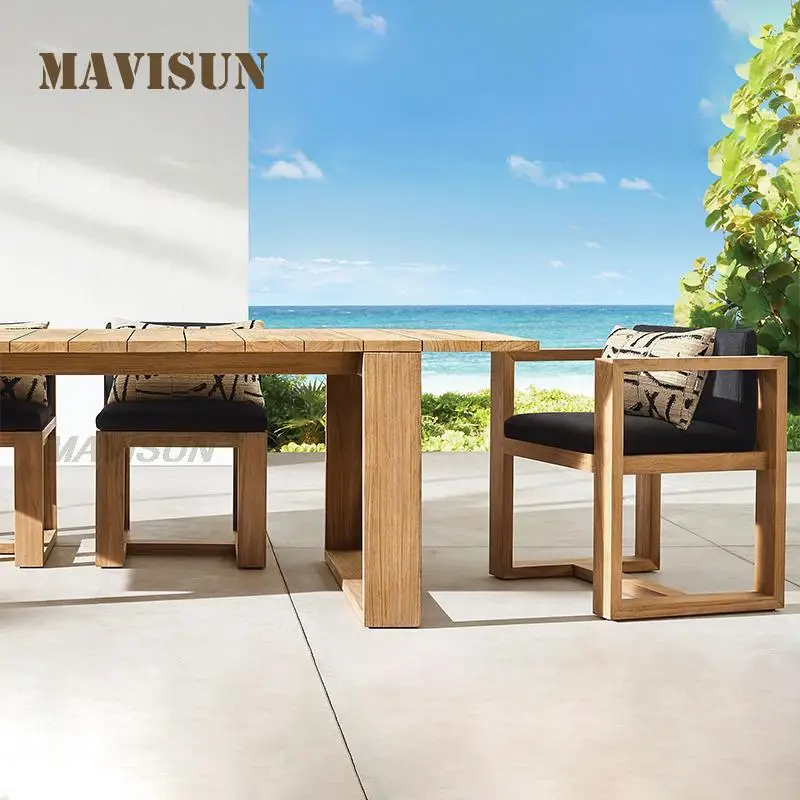 Garden Leisure Outdoor Table And Chair Solid Wood Combination Terrace Balcony Courtyard Living Room Furniture Set