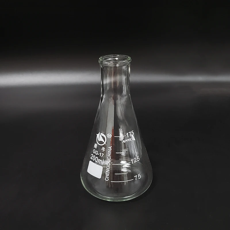 

3pcs Conical flask,Narrow neck with graduations,Capacity 200ml,Erlenmeyer flask with normal neck.