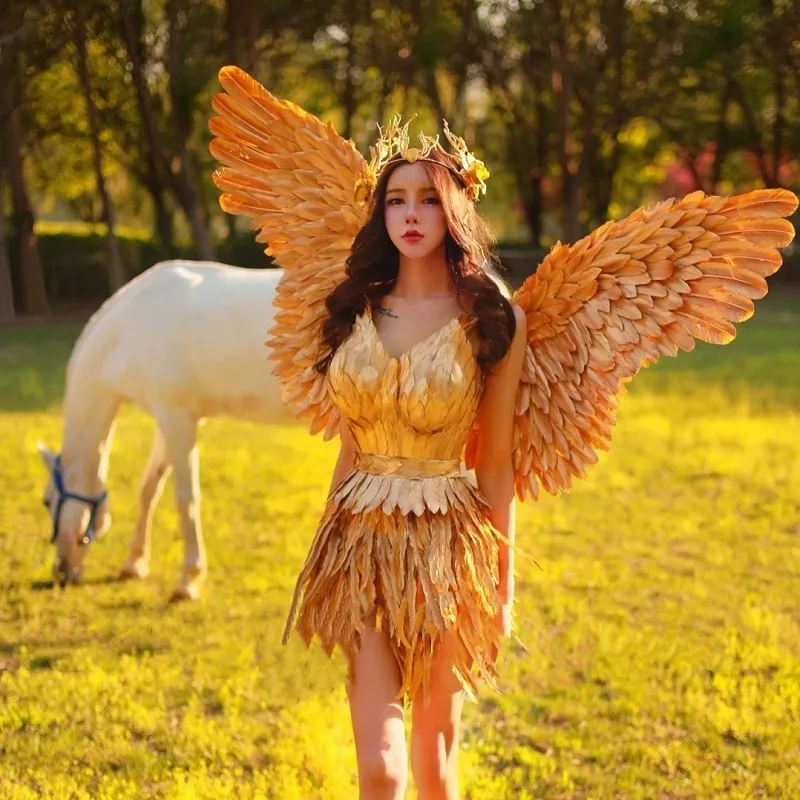 

Golden Angel Feather Wings photography stage show props