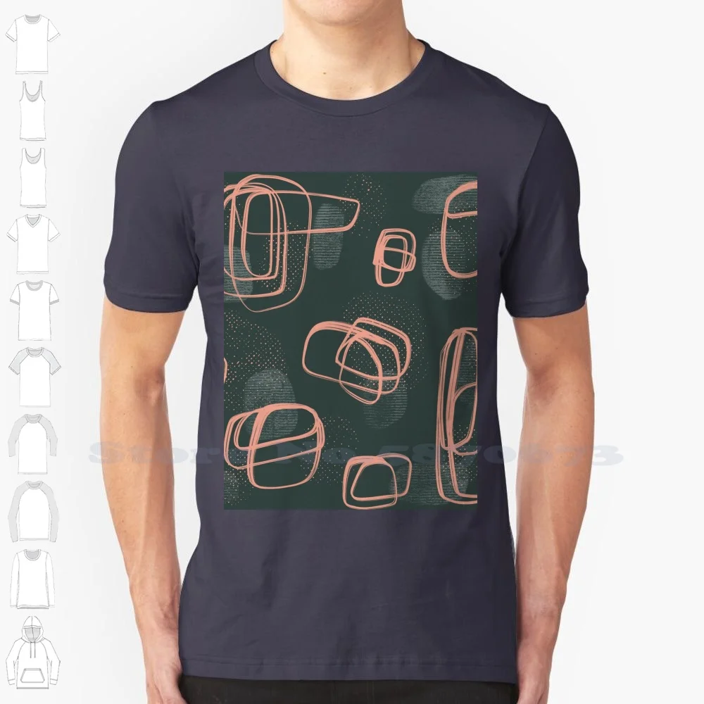 Halftone Pattern With Round In Soft And Dark Teal Green 100% Cotton T-Shirt Teal Dark Green