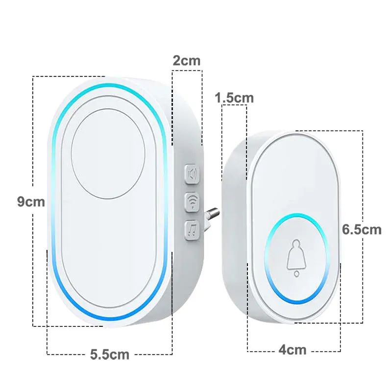 Wireless Doorbell Tuya App Intelligent Home Welcome Doorbell Waterproof Button LED Light 433MHz Security Alarm Smart Doorbell