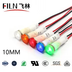 FILN 10mm 12v 24v 220v 110v  Signal Lamp Led Indicator Light With Various Length For Oven