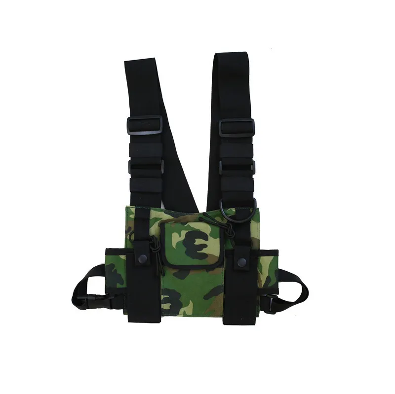 Functional Tactical Chest Rig Bag Radio Harness Front Pouch Holster Military Vest Rig Bags Adjustable Two Way Radio Waist Pouch