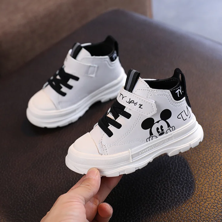 Disney Autumn Winter Mickey mouse Boys Cotton Child sneakers Warm Kids Cartoon Casual Shoes For GirlS Sports Shoes